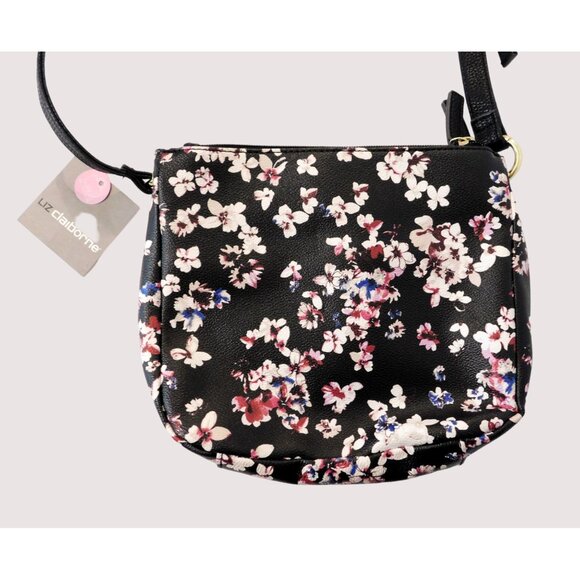 Liz Claiborne Clementine Classical Floral Crossbody Womens Black Pink White Blue - Picture 10 of 14
